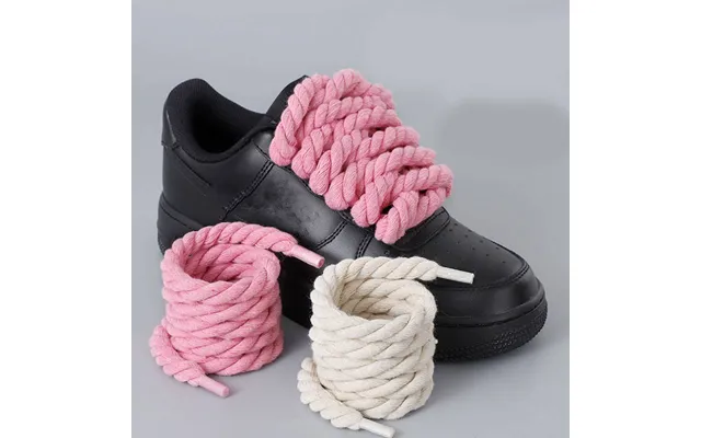 Shoelaces One Three Strand Rope Shoelaces Thick Round Black Warrior Black Beige 7mm Shoelace Rope