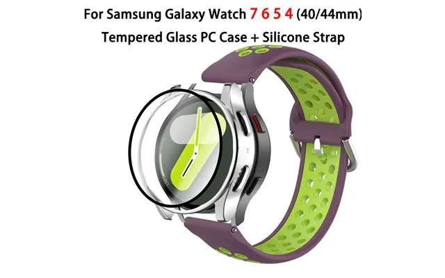 Silicone Band Case For Samsung Galaxy Watch 7 6 5 4 Breathable Sports Strap For Galaxy 7 40mm 44mm Tempered Glass Bumper