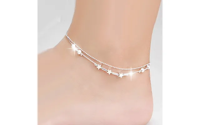 Silver Color Stars Anklet Double Layer Silver Plated Charms Ankle Bracelet Jewellery Anklets For Women Foot Jewelry
