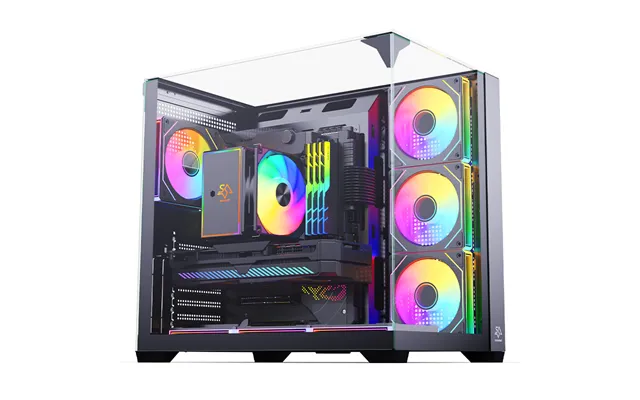 Snowman Cs015pro Atx Gaming Pc Case 7 Fans 3 Sides Tempered Glass Steel Panel Back Usb Port Material Assembling Computer