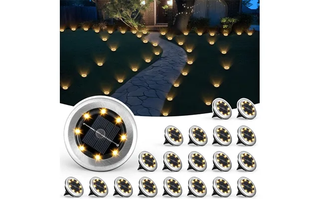 Solar-powered 8 Led Stainless Steel In-ground Light Waterproof Garden & Pathway Lighting White Warm Light