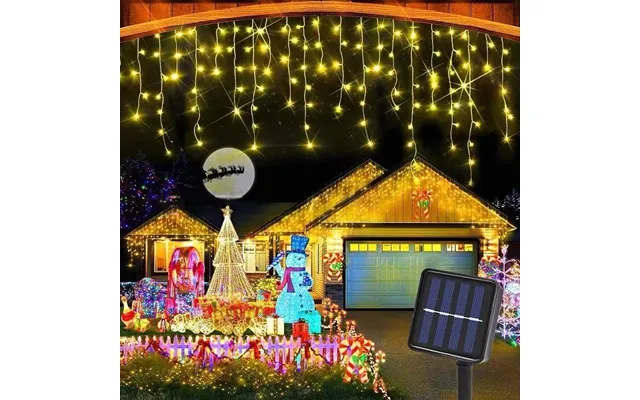 Solar-powered Icicle Curtain Lights - Waterproof Outdoor Led String Lights With 8 Modes For Garden, Patio, And Holiday D