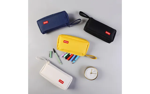 Solid Color Square Stationery Bag Portable Personalized Pencil Bag High School Junior High School Simple Student Station