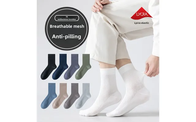 Spring And Summer Men's Socks Pure Cotton Sweat-absorbent Deodorant Mid-calf Length Socks 7a Antibacterial White Cotton 
