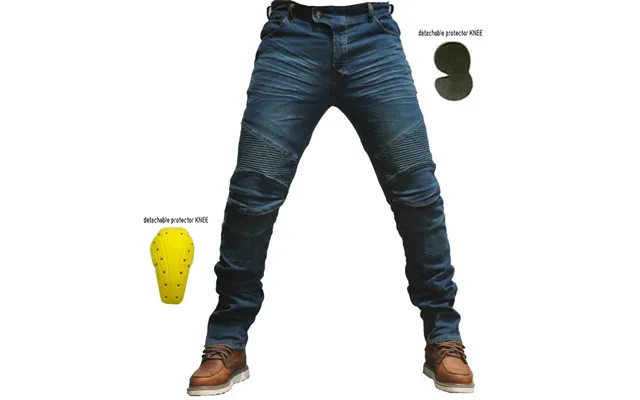 Spring Motorcycle Riding Jeans For Men Straight-leg Stretch Denim Pants With Knee Protection & Breathable Cotton-spandex