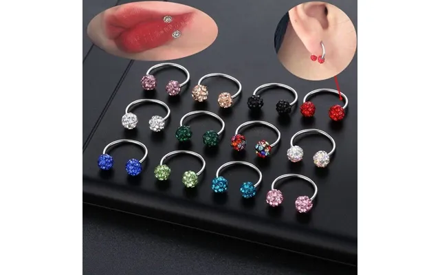Stainless Steel Fashion C Stick Shambhala Drill Ball Body Jewelry Helix Piercing Ear Eyebrow Nose Lip Captive Rings