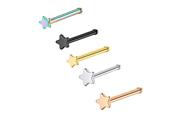 Straight Stainless Steel Five-pointed Star Nose Nail Nose Nail Curved Stainless Steel Piercing Jewelry