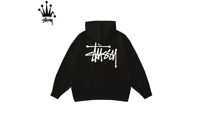 Stussy Regular Font Basic Logo-bedrucktes Kapuzen-sweatshirt Aus Reiner Baumwolle Für Männer Und Frauen