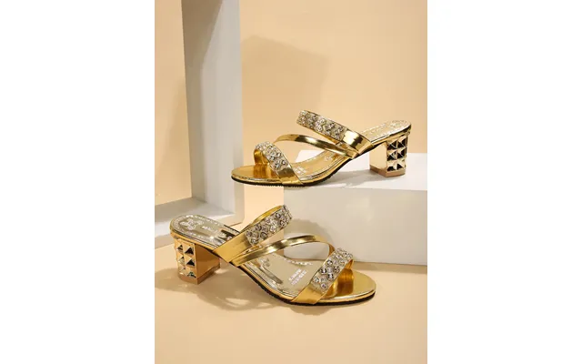 Summer New Sandals And Medium Thick Women's Slippers With Open Toe High Heel Rhinestones