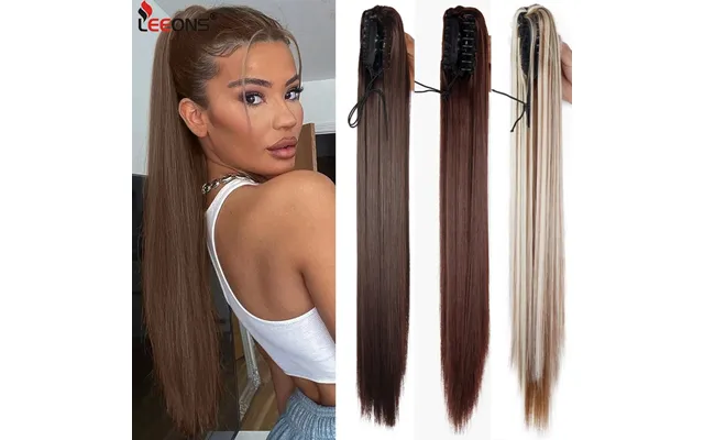 Synthetic Claw Clip In Ponytail Extensions Long Straight 22 Inch Heat Resistant Pony Tail Hair Piece For Women Daily Use