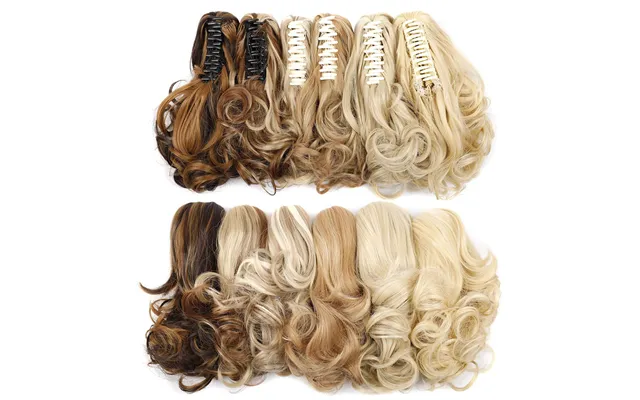Synthetic Hair Women's With Dual Color Highlights Dyed Synthetic Fiber Grab Clip Curly Hair Short Ponytail