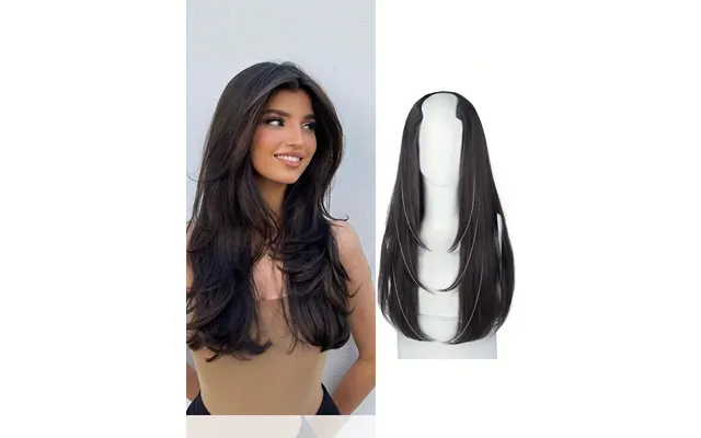 Synthetic Long Straight Extenisons 22 Inch Clip In Hair Extension V Shape Heat Resistant Hairpieces For Women Girls