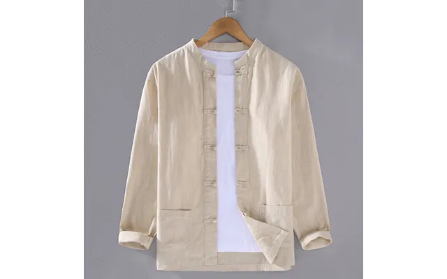 Tang Dynasty Men's Chinese Style Cotton And Linen Long Sleeved Chinese Style Button Up Shirt Zen Meditation Tea Suit Tai