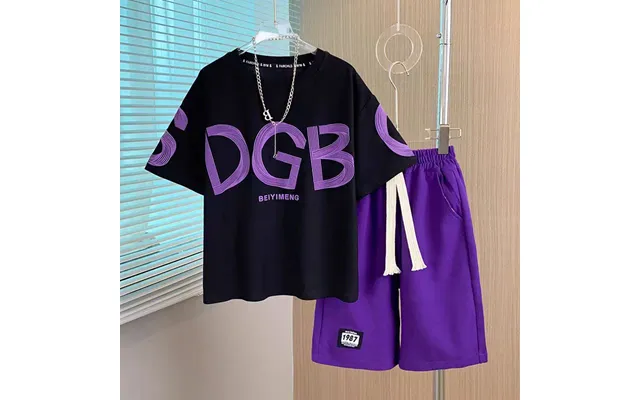 Teenage And Guys Little Young Men Clothing Boys New Casual Loose Letter Suit Two Piece Suit Cool Trend