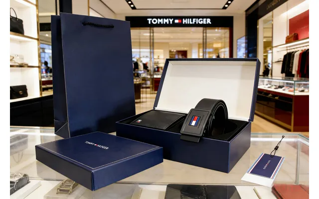 Tom Herren-ledergürtel & Kartenetui Geschenkset Klassisches Logo-design - Hochwertige Geschenkverpackung