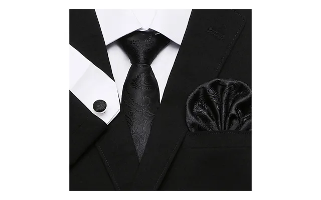 Top Grade Hot Sale Handkerchief Pocket Squares Cufflink Set Necktie Printed Wedding Tie