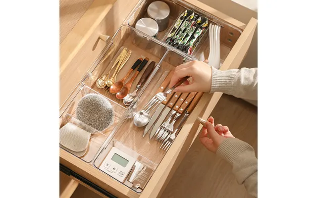 Transparent Drawer With Expandable Storage Partition Organizing Box - Kitchen Utensil Classification Storage