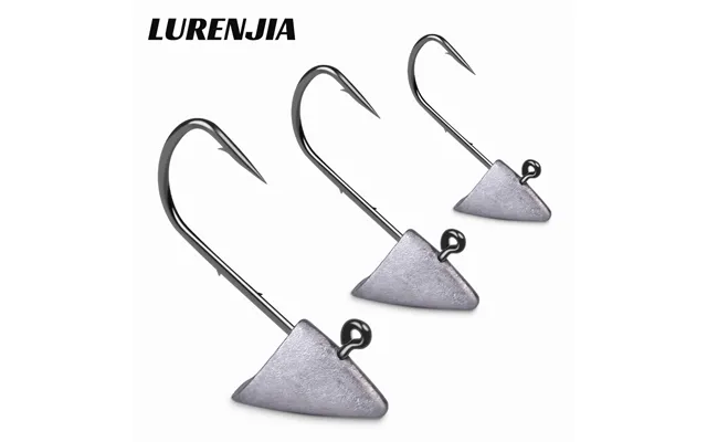 Triangular Lead Head Hook Boat Shaped Fish Hook Reinforced Root Hook Die Cast Lure T Tail Curly Tail White Striped Horse