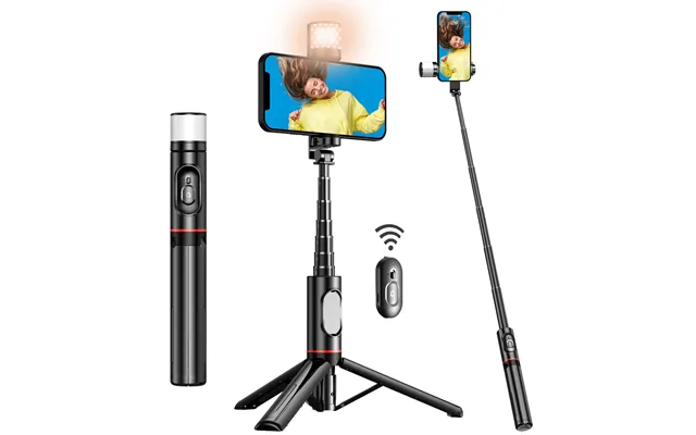 Tripod With 360 Rotating Fill Light For Enhanced Stability And Expandable Portable Aluminum Selfie Stick
