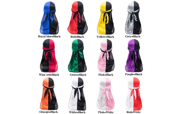 Two Color Satin Long Tail Turban Hat Elastic Hair Care Pirate Hat South Africa Silky Durag