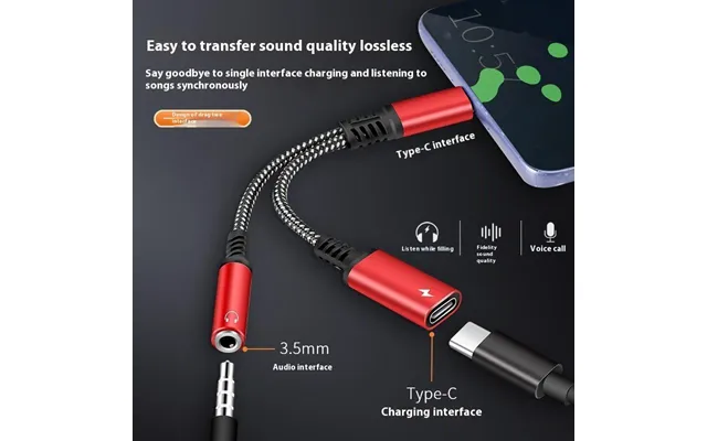 Type-c Headphone Adapter To Dc3.5mm Split Two Conversion Cable Digital Audio Rechargeable Call