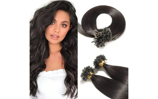 U Tip Pre Bonded Hair Extensions Straight Keratin Capsules Human Hair Natural Black 1g S