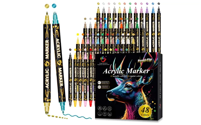 Ual-tip Acrylic Paint Markers Set - 24 36 48 Vibrant Colors, Metallic & Opaque, Blendable & Layering, Perfect For Sketch