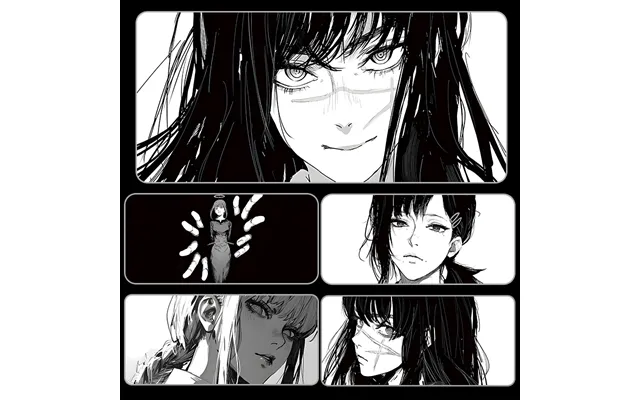 Unbeatable Quality Chainsaw Man Chiato Mouse Oversized Black And White Anime Secondary Student Office Computer Keyboard 