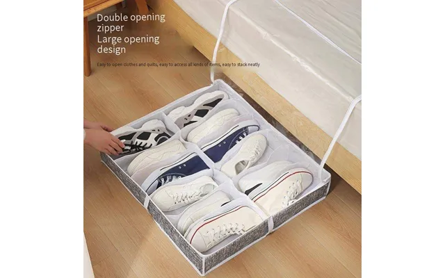 Under-bed Shoe Storage Box - Clear Foldable Organizer With Dividers Non-woven Fabric, Space-saving, Multi-purpose