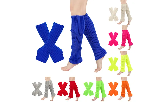 Unisex Glove Leg Set Knitted Wool Gloves Warm Leg Warmers Boot Sets Fluorescent Color Stocking Socks