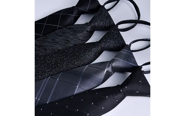 Unisex Tie For Men Professional Business Executive Zipper 7cm Black Stripes Lazy People Easy To Pull Without Playing