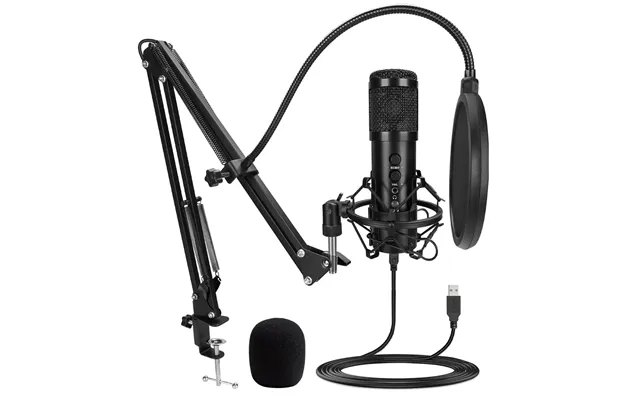 Usb Mute Key Mic Usb Gaming Podcast Microphone With Noise Reduction Echo Volume Control For Pc Laptop Live Streaming
