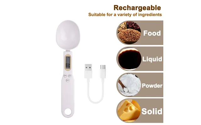 Usb Recharge Kitchen Scale 500g 0.1g Lcd Digital Measuring Food Flour Spoon Scale Mini Kitchen Tool For Milk Coffee