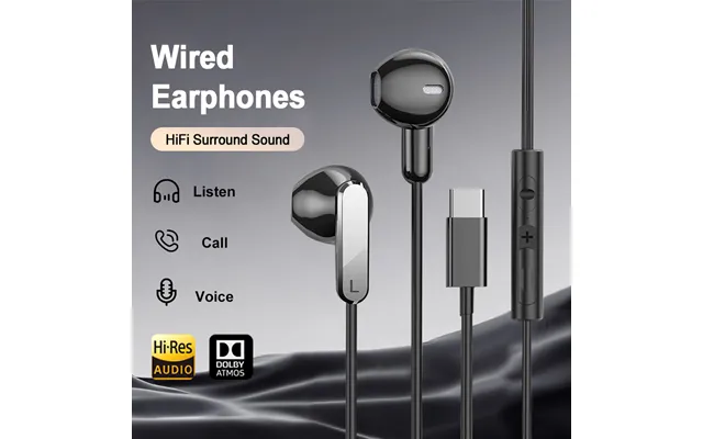 Usb-c Wired In-ear Headphones Hifi Surround Sound Earbuds With Microphone Volume Control For Iphone 17 Pro Samsung Galax