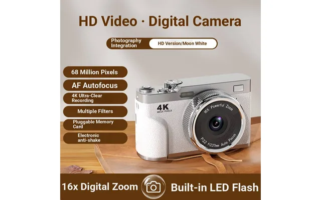 V6 Retro Ccd Digital Camera 16x Zoom Selfie Camera With Pixels & Electronic Stabilization - Compact Travel & Student-fri