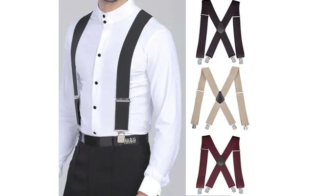 Voothost Heavy Duty Big Size Suspenders For Men Work Outdoor Wide X Back 4 Strong Clips Adjustable Elastic Trouser Brace
