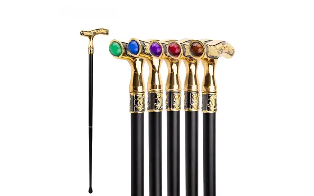 Walking Cane Colorful Gemstone Fashion Decorative Walking Stick Gentleman Elegant Cosplay Cane Knob Crosier 93cm