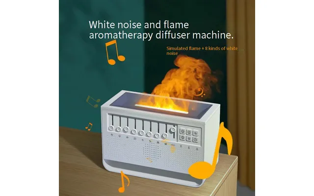White Noise Flame Aroma Diffuser With Bluetooth & Rgb Lighting Ultrasonic Humidifier For Home - Office