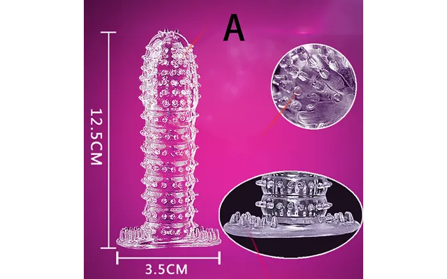 Wiederverwendbare Kondom Dick Sleeve Männliche Erweiterung Zeit Verzögerung Spike Klitoris Massager Abdeckung Kristall K