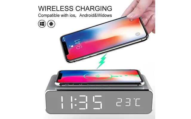 Wireless Charger Time Alarm Clock Led Digital Thermometer Earphone Phone Chargers Fast Charging Dock Station For Iphone