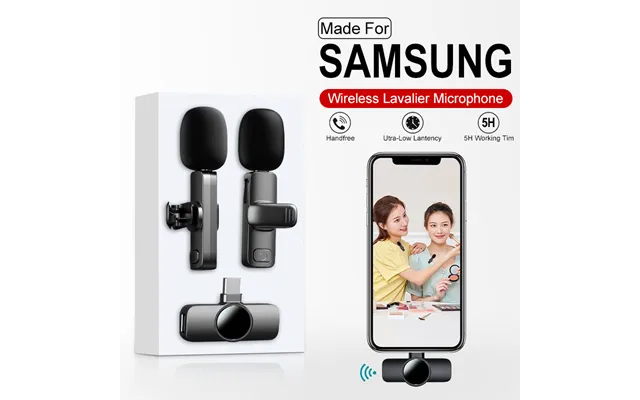 Wireless Lavalier Microphone Samsung 24 23 22 Ultra Portable Audio Video Recording For Iphone 15 Pro Max Phone Game Mic