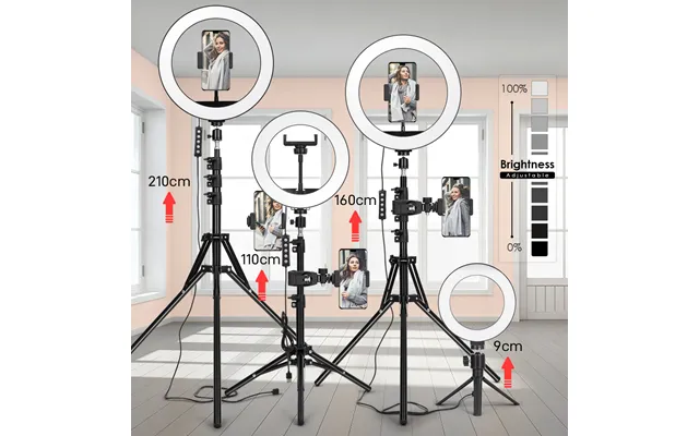 With Ring Phone Tripod Camera Stand Selfie Photography Light Led Lamp Color Photo Studio For Youtube Live