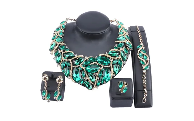Women Bridal Wedding Party Jewelry Sets Crystal Gem Pendant Necklace Earrings Bracelet Ring Accessories