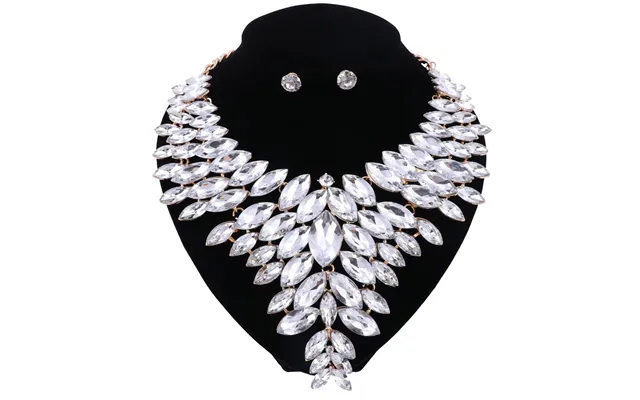Women Crystal Jewelry Set Gold Color Fashion Necklace Earring African Costume Nigerian Wedding Accessories Jewelry Set