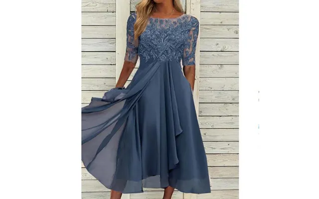 Women's Clothing Dress Chiffon Stitching Lace Hollow Long Dress Bridesmaid Evening Dress