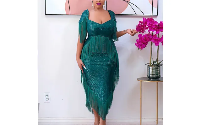 Women's Dress Fashion Evening Dress Sequin Fringe Slim Sexy Dress Bridesmaid Dress Woman