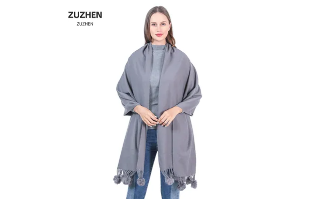 Women's Scarves Autumn And Winter Rabbit Fur Ball Solid Color Scarf Warm Quill Pure Knitted Shawl Women Scarf