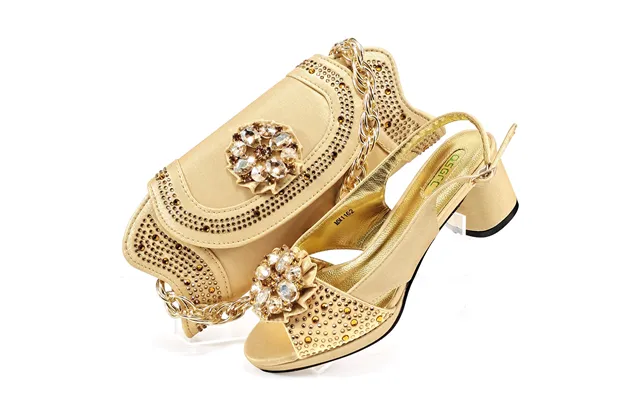 Women's Shoe Bag Set Open Toe Design Exquisite Big Diamond Buckle Embellished Fashion Simple Banquet Style Shoe Bag