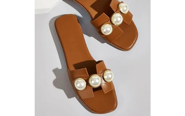 Women's Shoes Trade New Pearl Flat Slippers Women's Lightweight Low-heeled Outdoor Beach Sandals Wish Supply