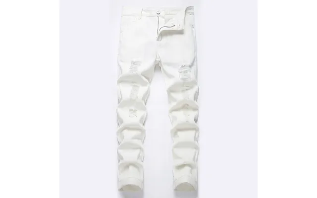 Young Boys Clothing White Stretch Straight Denim Trousers